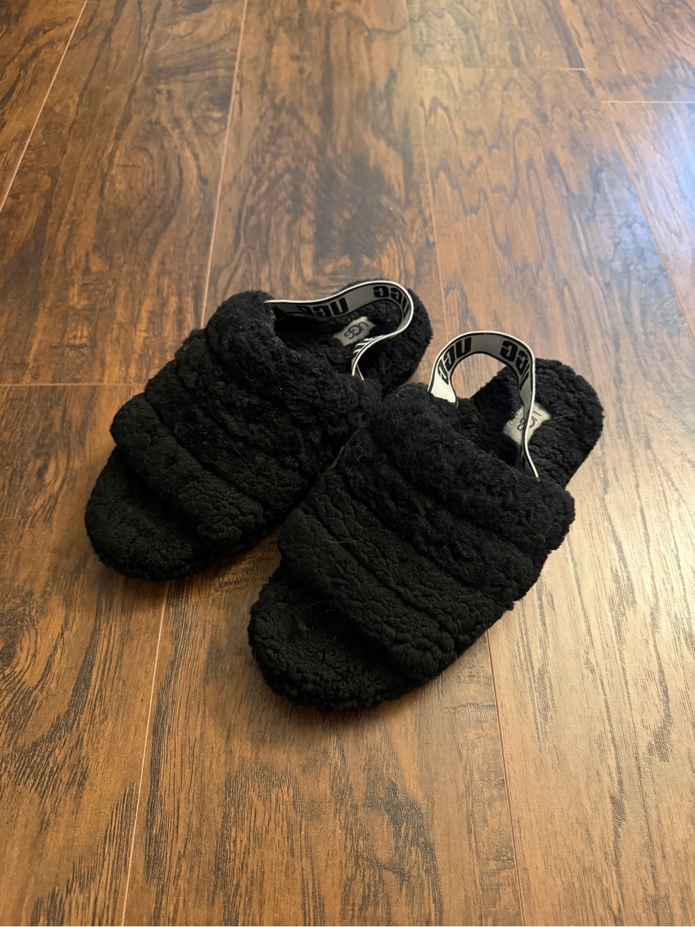UGG Black Sherpa Slide Sandals for Women
